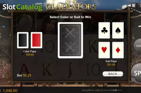 Risk Game screen. Age of Gladiators slot