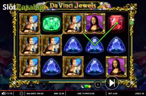 Win screen. Da Vinci Jewels slot