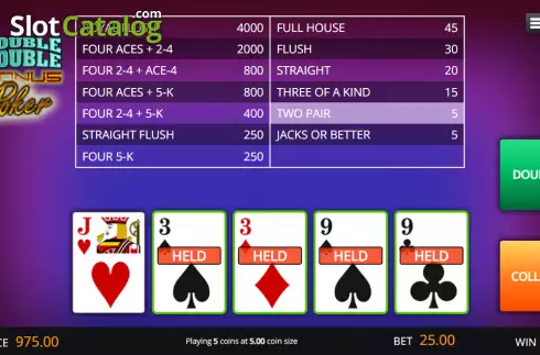 Ekran3. Double Double Bonus Poker (Genii) yuvası