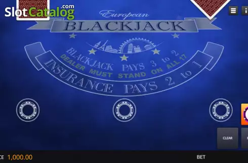 Skärmdump2. European Blackjack Elite Edition slot