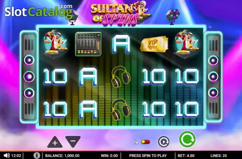 Reels screen. Sultan of Spins slot