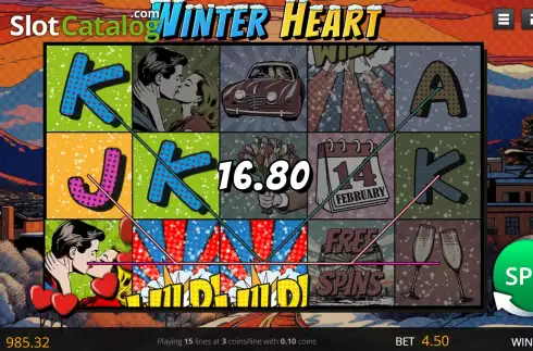 Win screen. Winter Heart slot
