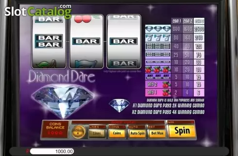Game Workflow screen. Diamond Dare slot
