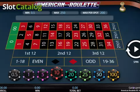 Écran2. American Roulette (Getta Gaming) Machine à sous