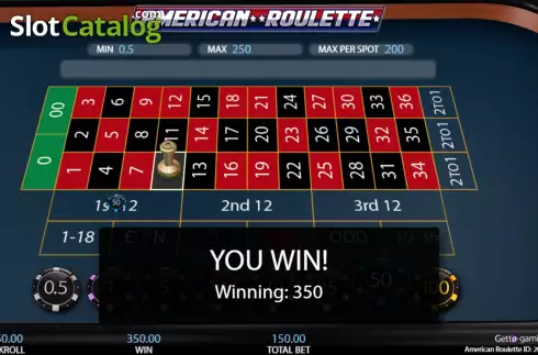 Ekran4. American Roulette (Getta Gaming) yuvası
