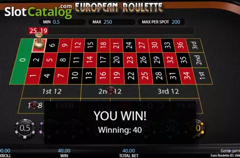 Écran4. European Roulette (Getta Gaming) Machine à sous