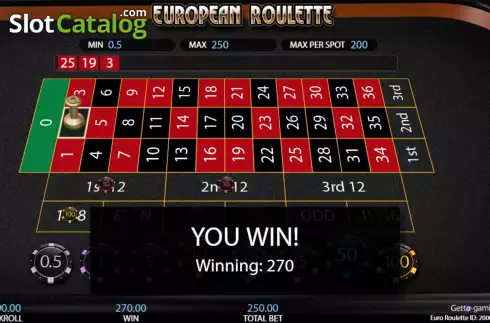 Écran6. European Roulette (Getta Gaming) Machine à sous