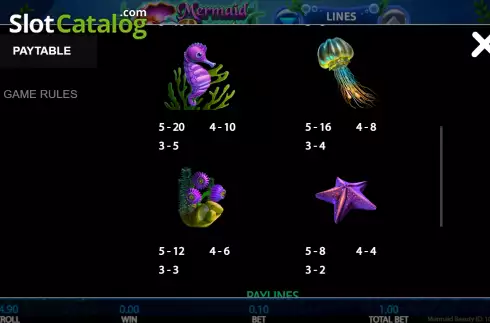 Pay Table screen 2. Mermaid Beauty (Getta Gaming) slot