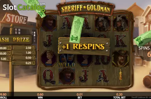 Win Respin screen. Sheriff Goldman slot