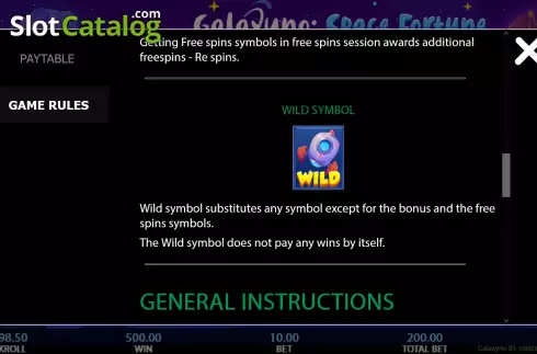 Wild symbol screen. Galaxyno Space Fortune slot