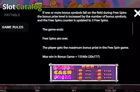 Bonus game screen 2. Spin Candy slot