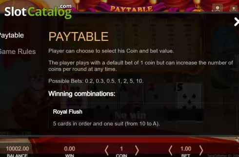Pantalla5. 10's or Better (Getta Gaming) Tragamonedas 