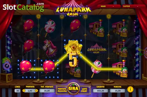 Win Screen. Lunapark Cash slot