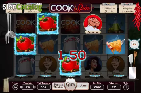 Win Screen 2. Cook & Spin slot
