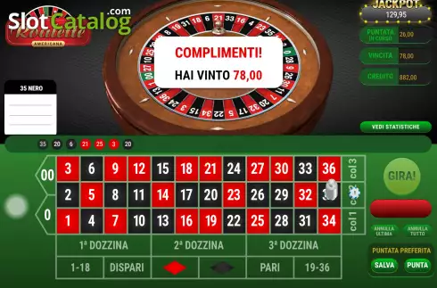 Win Screen 3. American Roulette (Giocaonline) slot