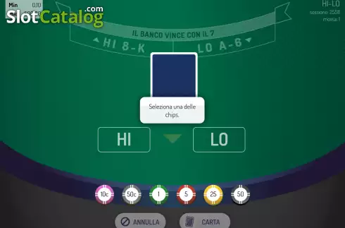 Game Screen. Hi-Lo (Giocaonline) slot