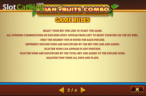 Rules. Asian Fruit Combo slot
