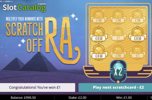 Win Screen 3. Scratch off Ra slot