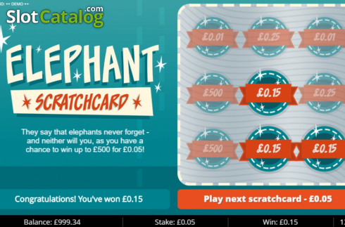 Win Screen. Elephant Scratch slot