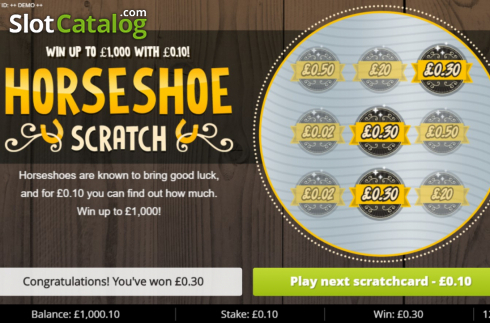 Win Screen 2. Horseshoe Scratch slot