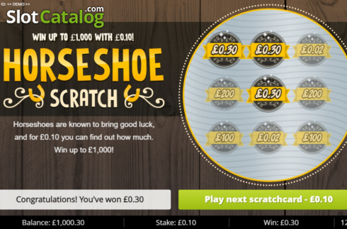 Win Screen 3. Horseshoe Scratch slot