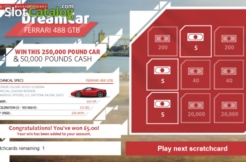 Win screen. Dream Car Ferrari slot