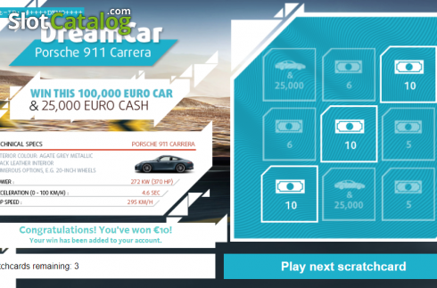 Win screen 2. Dream Car Porsche slot