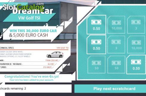 Win screen. Dream Car Golf slot