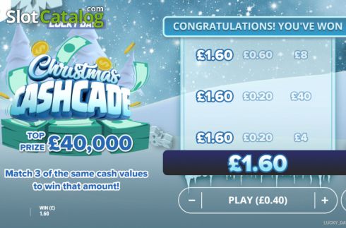 Win screen. Christmas Cashcade slot