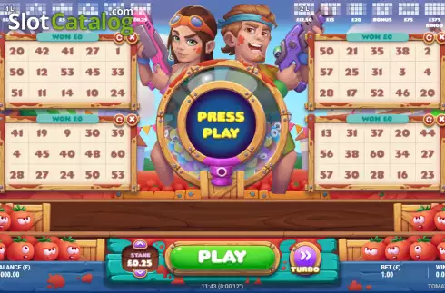 Game screen. Tomatina Bingo slot