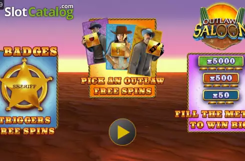 Ekran2. Outlaw Saloon yuvası