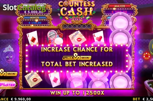 Bonus Bet Screen. Countess Cash slot