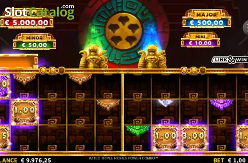 Hold and Win Bonus Gameplay Screen 3. Aztec Triple Riches Power Combo slot