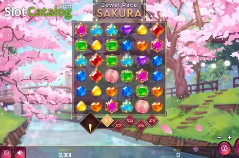 Game Screen. Jewel Race Sakura slot