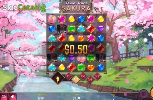 Win Screen. Jewel Race Sakura slot