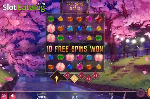 Additional Free Spins Screen. Jewel Race Sakura slot