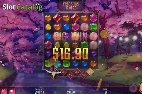 Big Win Screen. Jewel Race Sakura slot