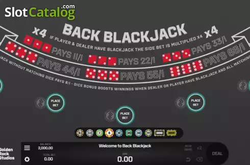 画面2. Back Blackjack (Golden Rock Studios) カジノスロット