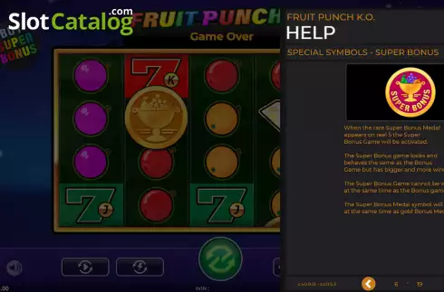 Super Bonus screen. Fruit Punch K.O. slot