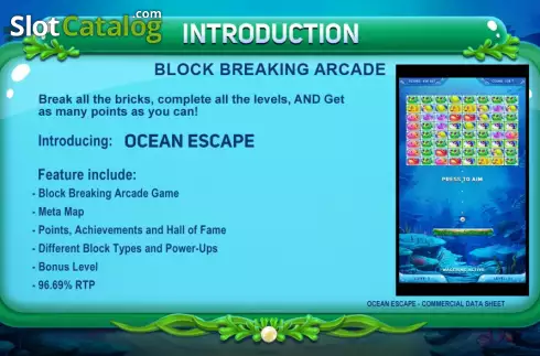 Intro screen. Ocean Escape slot