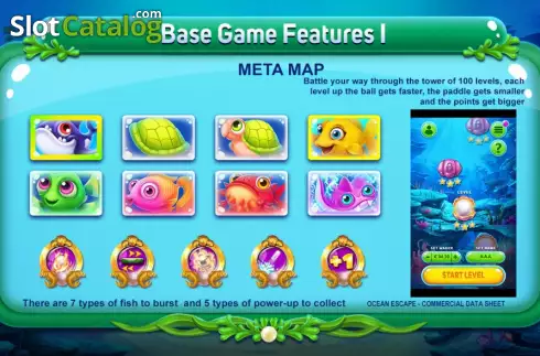 Base Game features screen. Ocean Escape slot
