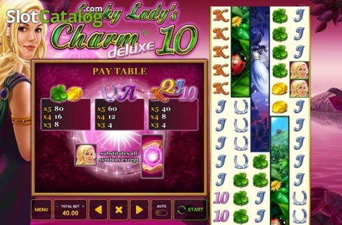 Paytable. Lucky Lady's Charm Deluxe 10 slot