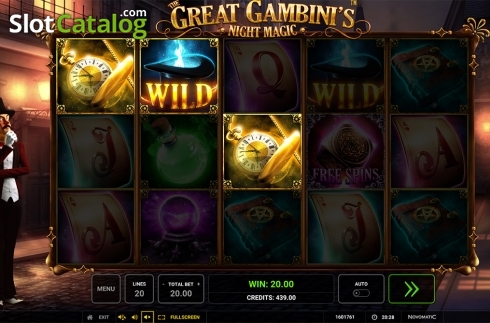 Skjerm3. The Great Gambini's Night Magic slot (Greentube)