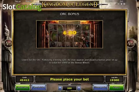 Tabla de pagos 3. Kingdom of Legend™ Tragamonedas 