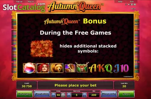 Paytable 2. Autumn Queen™ Machine à sous