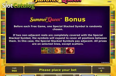 Paytable 2. Summer Queen™ slot