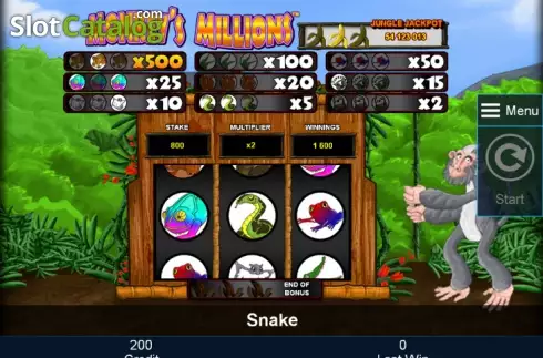 ボーナスゲーム画面1. Monkey's Millions (モンキーズ・ミリオンズ) カジノスロット