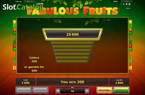 Doubler. Fabulous Fruits Machine à sous
