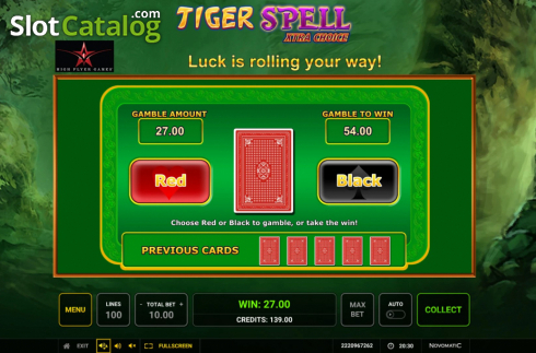 画面6. Tiger Spell Xtra Choice (タイガー・スペル・エクストラ・チョイス) カジノスロット