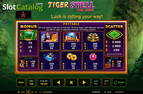 Bildschirm8. Tiger Spell Xtra Choice slot